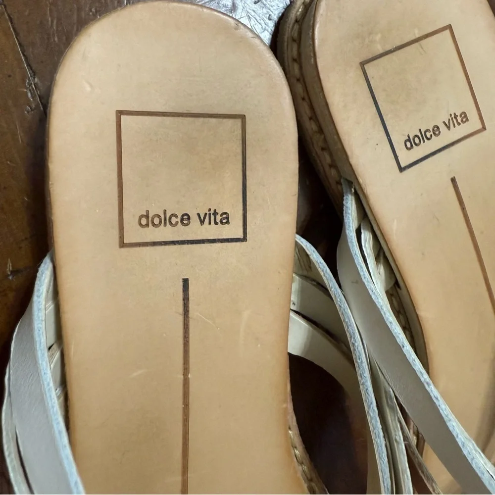 Dolce Vita Cream and Tan Sandals with Strappy Design size 7